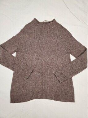 Joan Vass Taupe Cashmere Blend Mock Neck Sweater XS Quiet Luxury Soft Luxe Knit